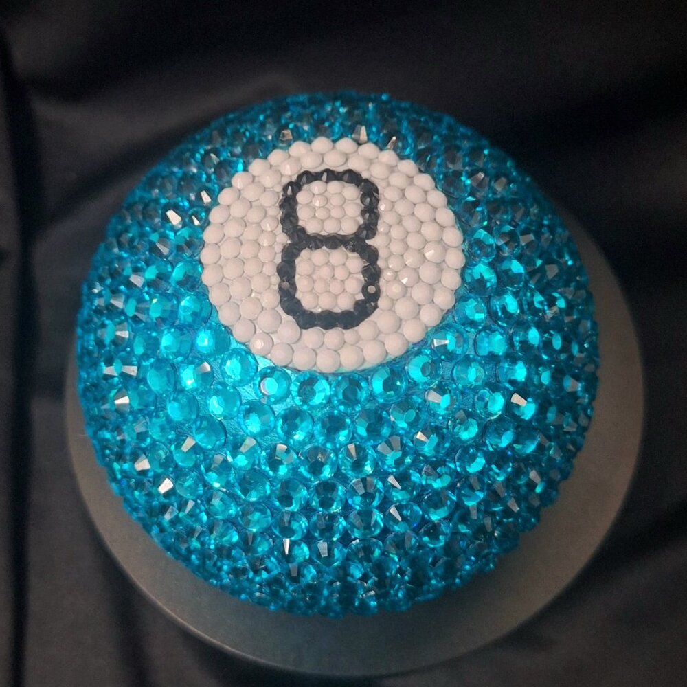 Bedazzled Turquoise 8 Ball, Bling, Home or Game Room Decor, Cool/Unique Gift